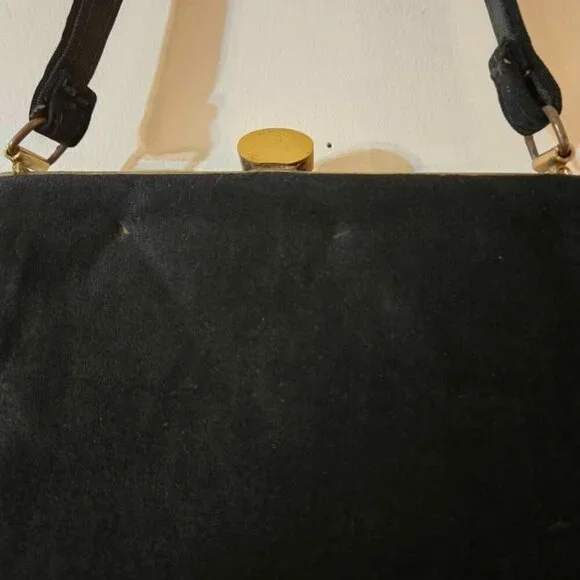 ✨️VINTAGE✨️ Black Beautifully Embellished 1950s-1960s Spilene Handbag - Picture 9 of 11